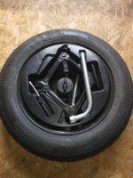 Space saver spare wheel and toolkit for Fiat 500