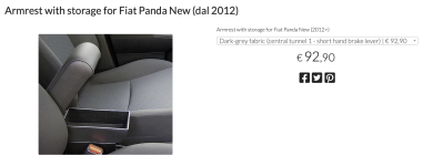Armrest for Fiat Panda 319 (with short handbrake)