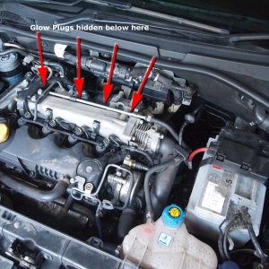 Grande Punto 1.9 MJet - Glow Plugs - Location in Engine Bay