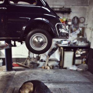 Fiat 500L in the garage