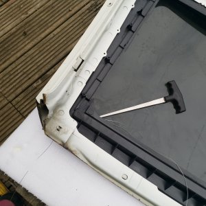 Tool for passing wire from insode to outside