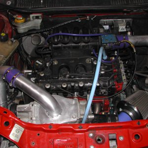 supercharged engine bay