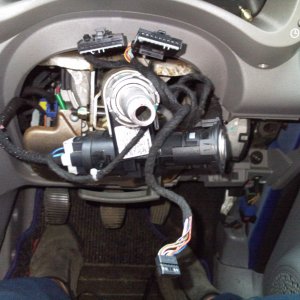 Steering column with wheel removed