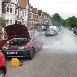 Smoke from exhaust