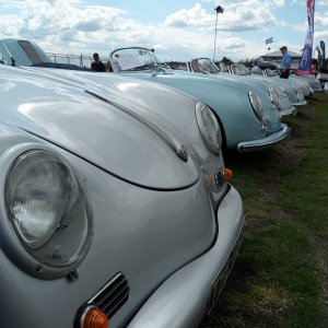 Porsche speedsters stand.