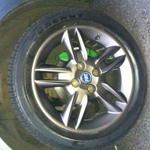Sprayed wheels with green calliper
